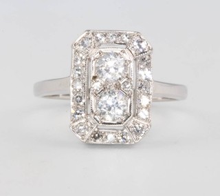 An 18ct white gold Art Deco style diamond ring approx. 0.8ct size N 1/2