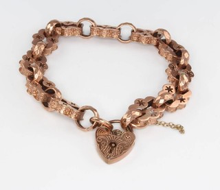 A Victorian 9ct rose gold bracelet and padlock 17.2 grams 