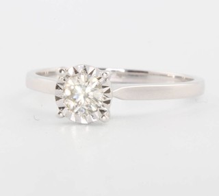 An 18ct white gold illusion set single stone diamond ring approx. 0.27ct 