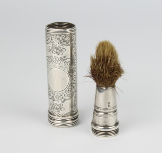 A Victorian silver travelling shaving brush London 1852 