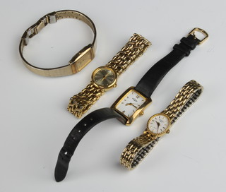 A lady's gilt cased Rotary wristwatch and 3 others 