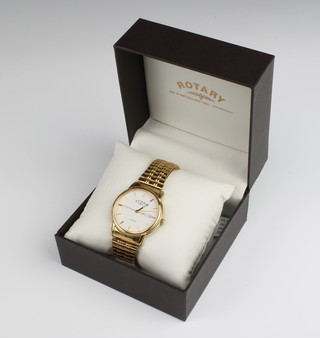 A gentleman's gilt cased Rotary calendar wristwatch with quartz movement 