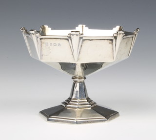 An Art Deco octagonal silver pedestal bowl Birmingham 1938, 107 grams