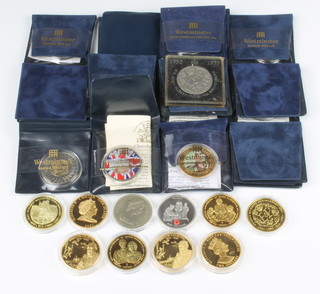A quantity of commemorative cupronickel and plated cupronickel crowns and coins 