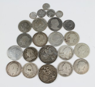 A quantity of Victorian and other coins including 2 crowns