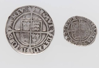 An Elizabeth I sixpence 1566 and an Elizabeth I penny London mint 