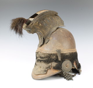 A 19th Century French cavalry helmet with chin strap (requires restoration) 