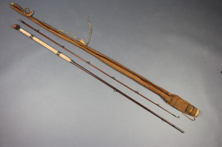 An early William Garden of Aberdeen 10 1/2ft, 2 piece salmon fishing rod with agate line guides and tulip tip guide in cloth bag circa 1890 
