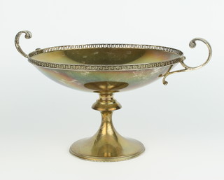 A silver 2 handled tazza with waisted stem, Sheffield 1929, 508 grams, 28cm 