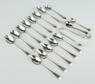 A set of 6 Edwardian silver teaspoons Sheffield 1905, 5 others, 138 grams 