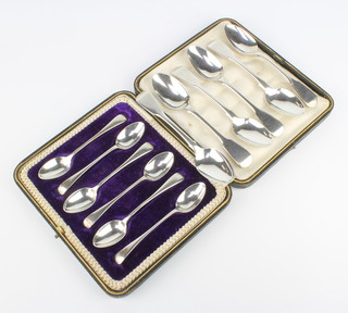 A set of 6 Edwardian silver teaspoons Sheffield 1907, cased and 6 fiddle pattern silver teaspoons London 1833, 232 grams 
