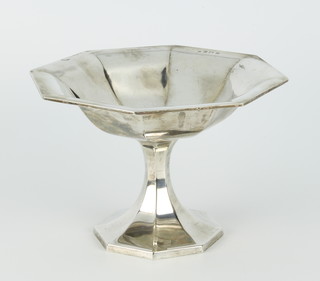 An octagonal silver tazza on a spread foot Birmingham 1911, 375 grams