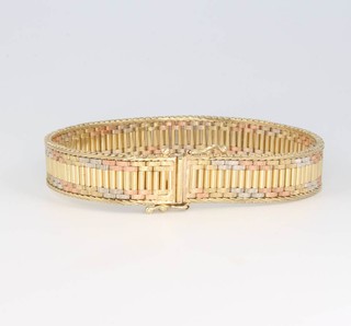 A 9ct 3 colour yellow gold bracelet 21.2 grams