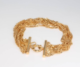 A 9ct yellow gold 6 strand bracelet 8.8 grams