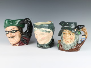 Three Royal Doulton character jugs - Dick Turpin D6528 16cm, Rip Van Winkle D6438 16cm and Granny D5521 16cm 