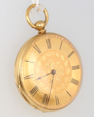 An 18ct yellow gold fob watch with champagne dial 