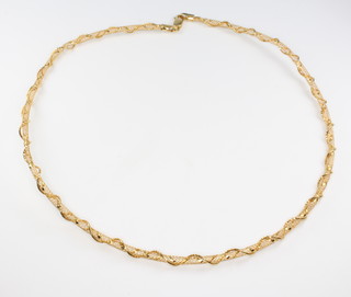 A 9ct yellow gold fancy open link necklace 6.1 grams 