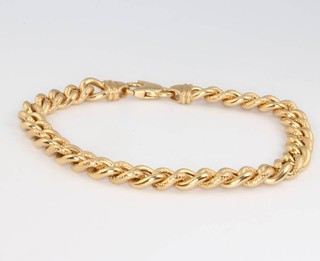 A 9ct yellow gold chased link bracelet 11.9 grams 