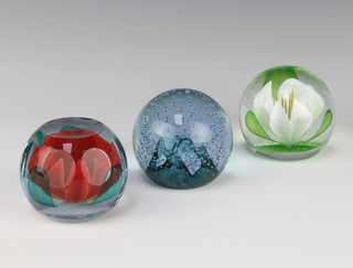 Three Caithness glass paperweights - Damask 7cm, Cauldron 7cm and Chantilly 7cm, all boxed