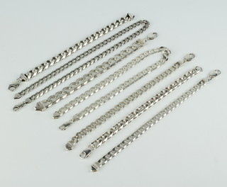  Seven silver flank link chain necklaces 191 grams