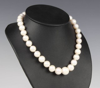 A cultured pearl necklace with magnetic silver clasp 46cm 