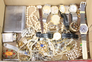 A quantity of Victorian and later costume  jewellery and watches 