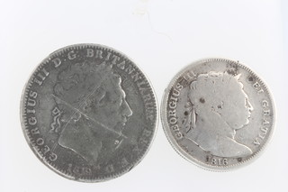 A George III crown 1819 and a George III half crown 1816 