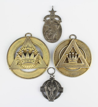 Two Masonic silver jewels and 2 others, 238 grams
