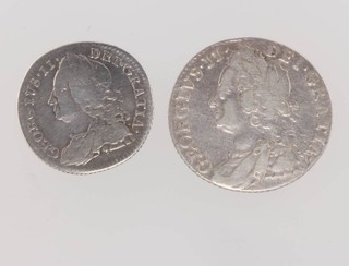 A George 11 Shilling 1758 and a George 11 sixpence 1758