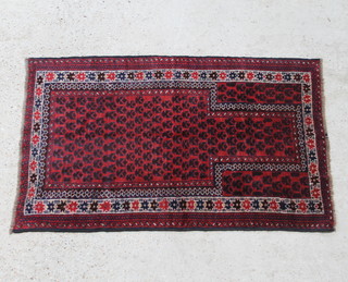 A red and black ground Bakhtiari prayer rug 136cm x 86cm  