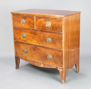 A 19th Century mahogany chest of 2 short and 2 long drawers 88cm h x 89cm w x 47cm d 