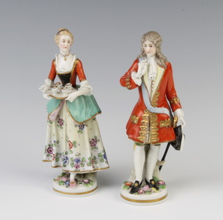 A pair of early 20th Century Austrian figures of lady and gentleman 15cm 