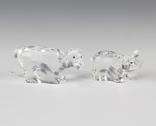 Two Swarovski Crystal figures - Zodiac Pig and Zodiac Tiger by Anton Herzinger 289914/7693000006 2002, 4cm, Zodiac Tiger 622844/7693000008 2003 6.5cm both boxed
