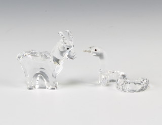 Two Swarovski Crystal figures - Zodiac Snake by Anton Herzinger 625190/76930000011 2004 and Zodiac Goat 275438/7693000003 2001 4cm both boxed