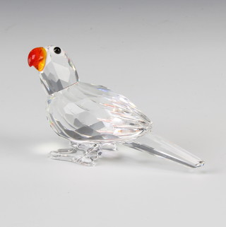 A Swarovski Crystal Parrot with coloured beak by Michael Stamey 294047/7621000009 2002 7cm boxed