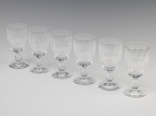 Six Waterford Crystal Colleen pattern sherry glasses 10.5cm 