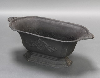 A Victorian style boat shaped twin handled planter 25cm h x 66cm l x 34cm w  
