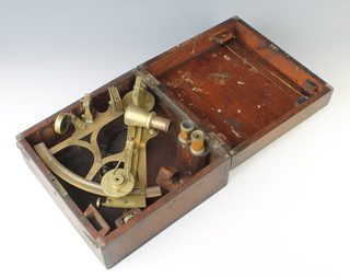 John Bridge, 10 Railway Place, Fenchurch Street, London, a 19th Century brass sextant complete with mahogany case 