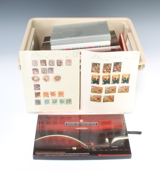 A set of Diamond Wedding Anniversary stamps boxed, 2 Royal Heritage profile boxed sets volumes 1 and 2, various loose leaf world stamps