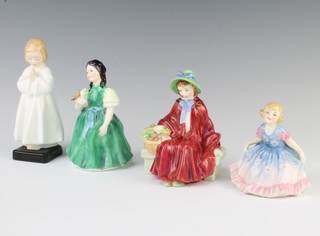 Four Royal Doulton figures - Daisy HN1575 9cm, Francine HN2422 12cm, Bedtime HN1978 14cm and Linda HN2106 12cm 