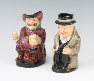 Two Royal Doulton Toby jugs - Winston Churchill 14cm and Falstaff 14cm 
