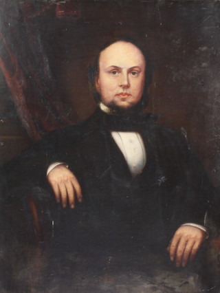 A Victorian oil on canvas, unsigned, portrait of a gentleman 90cm x 69cm 