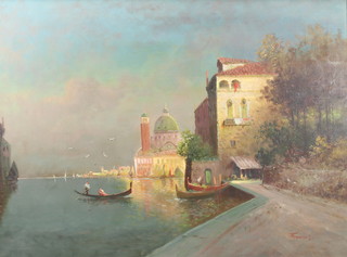 Francois,  a 1960's oil on canvas signed, Venetian Canal scene 60cm x 80cm 
