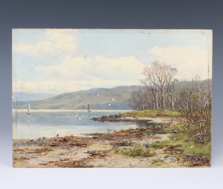 J D Taylor, oil on board signed, Lake District view, unframed 18cm x 26cm 