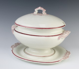 A Victorian oval tureen, cover and stand 34cm 