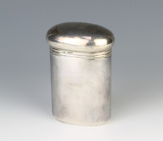 An Edwardian oval silver toilet jar and cover, London 1906, 163 grams 