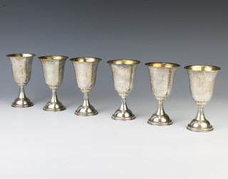 A set of 6 modern silver Kiddush cups 297 grams 