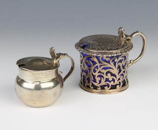 A Victorian silver mustard pot London 1855, a later do. 92 grams 