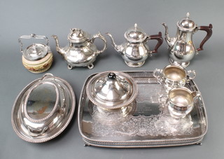 A 4 piece silver plated tea and coffee set and minor plated items 