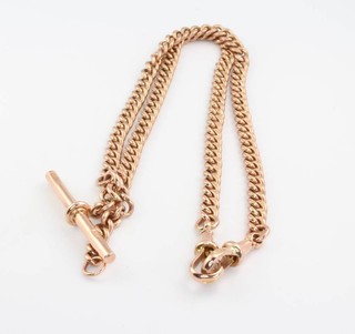 A 9ct yellow gold Albert with T bar and clasps 30.9 grams 